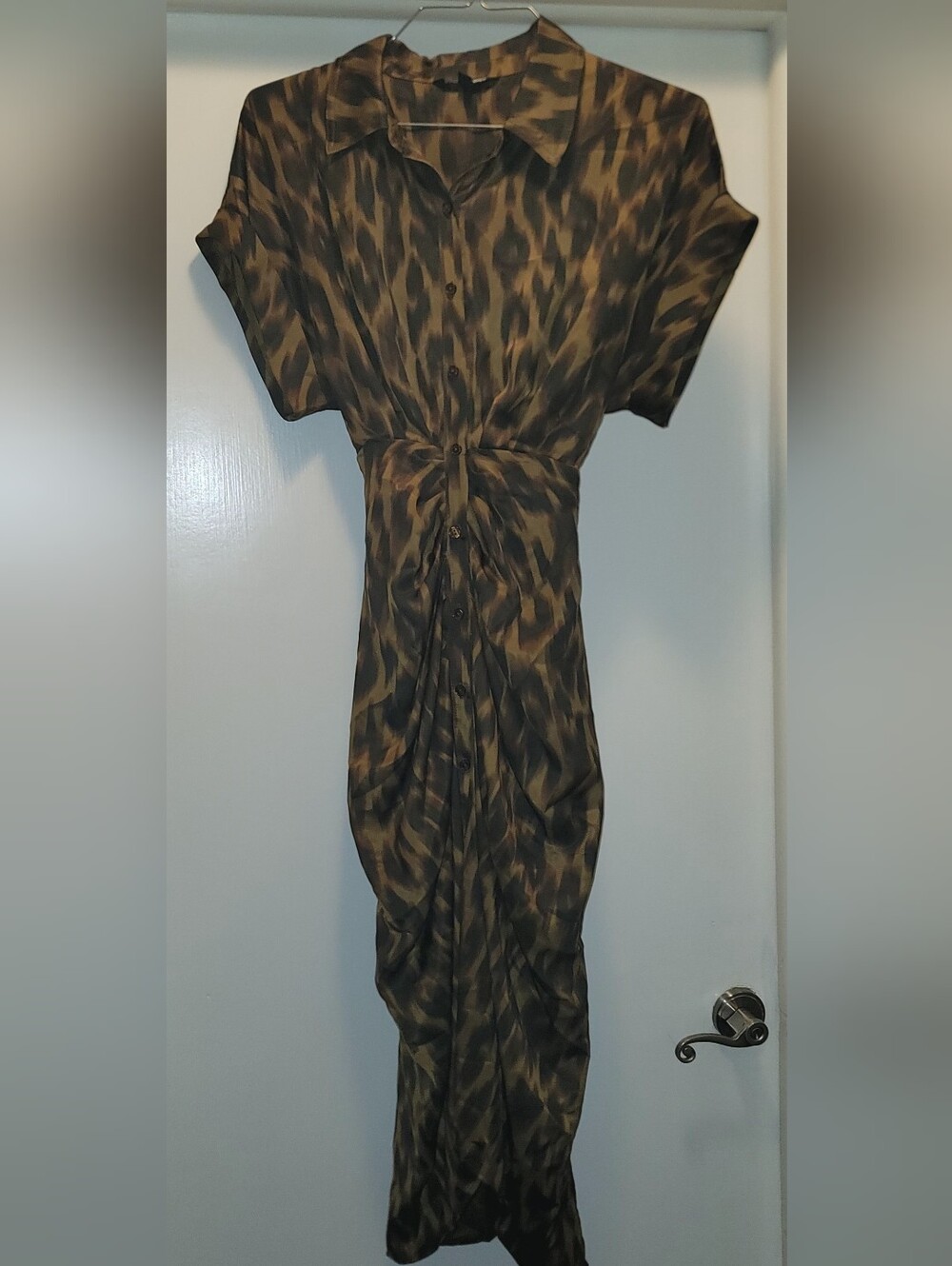 Steve Madden Brown & Black Printed Tie-Waist Dress 8
